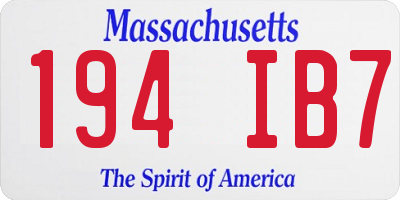 MA license plate 194IB7