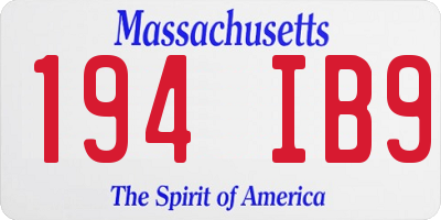MA license plate 194IB9