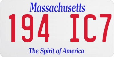MA license plate 194IC7