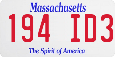 MA license plate 194ID3