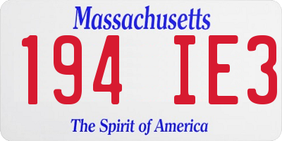 MA license plate 194IE3