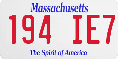 MA license plate 194IE7