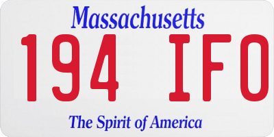 MA license plate 194IF0
