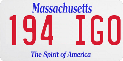 MA license plate 194IG0