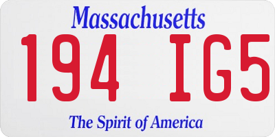 MA license plate 194IG5