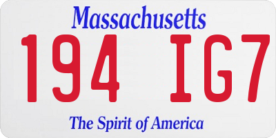 MA license plate 194IG7