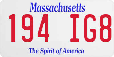 MA license plate 194IG8