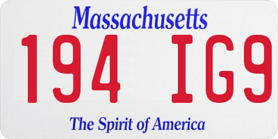 MA license plate 194IG9