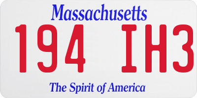 MA license plate 194IH3