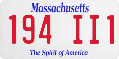 MA license plate 194II1