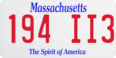 MA license plate 194II3