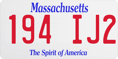 MA license plate 194IJ2
