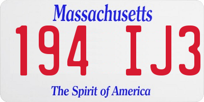 MA license plate 194IJ3