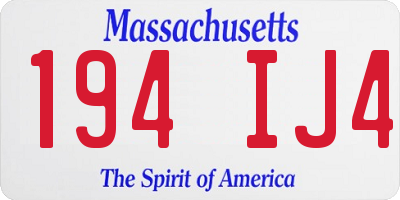 MA license plate 194IJ4