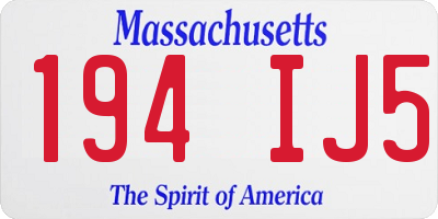 MA license plate 194IJ5