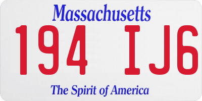MA license plate 194IJ6