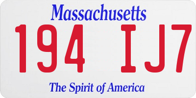 MA license plate 194IJ7