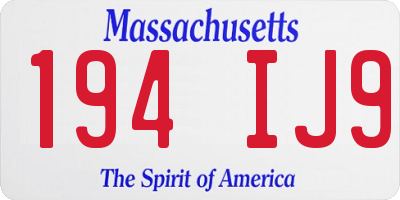 MA license plate 194IJ9