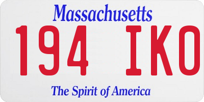 MA license plate 194IK0
