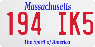 MA license plate 194IK5
