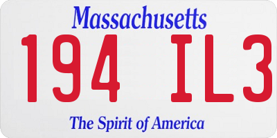MA license plate 194IL3
