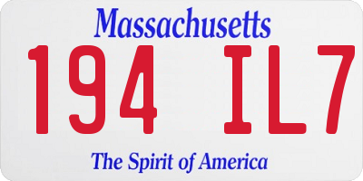 MA license plate 194IL7