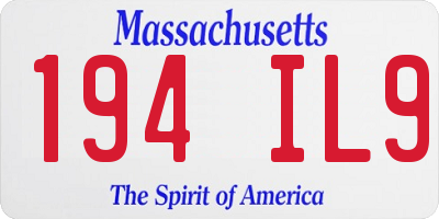MA license plate 194IL9