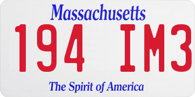 MA license plate 194IM3
