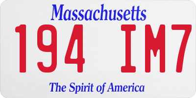 MA license plate 194IM7