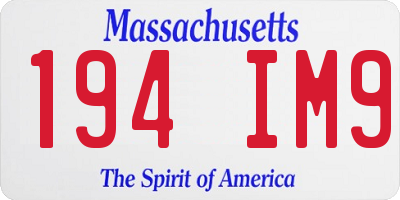 MA license plate 194IM9