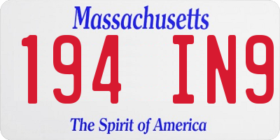 MA license plate 194IN9