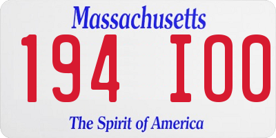 MA license plate 194IO0
