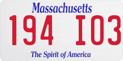 MA license plate 194IO3