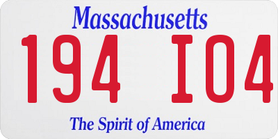 MA license plate 194IO4