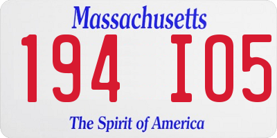 MA license plate 194IO5