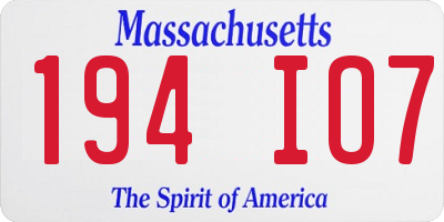 MA license plate 194IO7