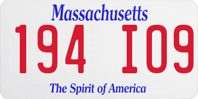 MA license plate 194IO9