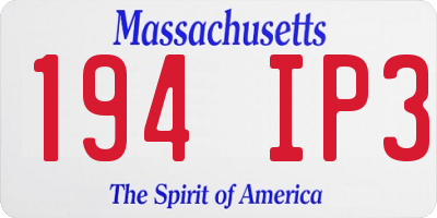 MA license plate 194IP3