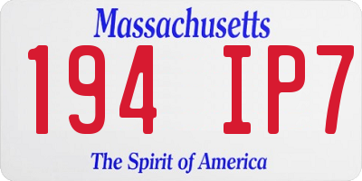 MA license plate 194IP7