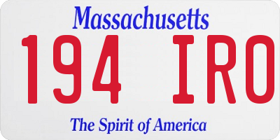 MA license plate 194IR0
