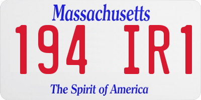 MA license plate 194IR1