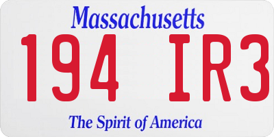 MA license plate 194IR3