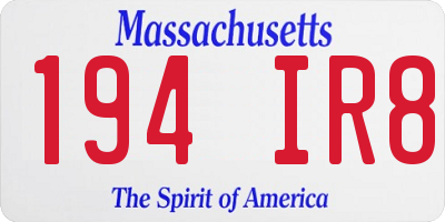 MA license plate 194IR8