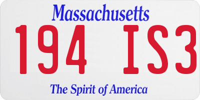 MA license plate 194IS3
