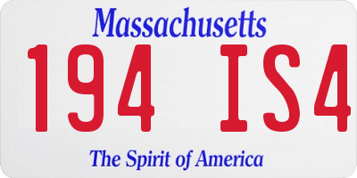 MA license plate 194IS4