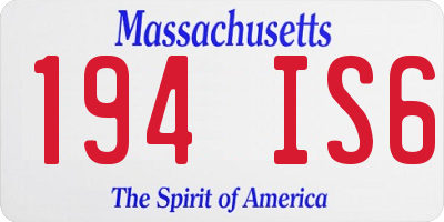 MA license plate 194IS6