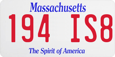 MA license plate 194IS8