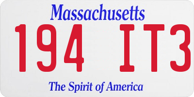 MA license plate 194IT3