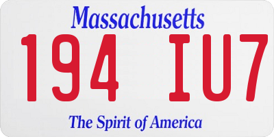 MA license plate 194IU7