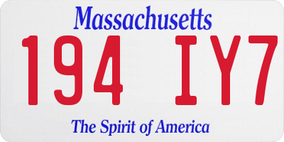 MA license plate 194IY7